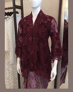 Kebaya Plus Size Hijab, Kebaya Burgundy, Kebaya Plus Size, Mix And Match Outfits Hijab, Kebaya Brukat