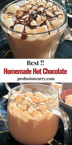 the best homemade hot chocolate recipe is in a glass dish and it's ready to be eaten