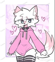 a drawing of a cat with glasses on it's head and pink hoodie