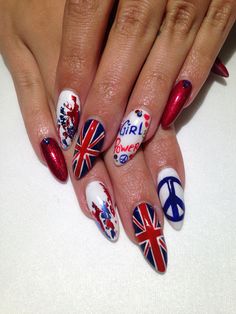 Spice girl nails by @sfnoma Spice Nails, London Outfits, Pretty Fingers, 2023 Nails, Funky Nail Art, Europe Tour, 2024 Nails, Nail Decor