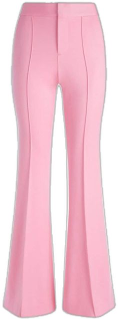 Pink Elastane Pants For Work, Pink Elastane Pants For Workwear, Chic Spring Flare Trousers, Chic Spring Flares Trousers, Casual Pink Wide Leg Flare Pants, Casual Pink Flare Wide Leg Pants, Spring Workwear Bottoms With Flared Hem, Chic Tailored Pink Pants, Chic Spring Pants With Flared Hem