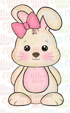 a digital image of a cute bunny with a pink bow