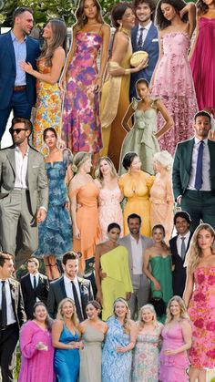 a collage of people in dresses and ties