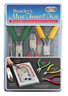 PRICES MAY VARY. Mini Travel Kit Loaded with Tools-Beader's Travel Kit Comes with Five Tools and a Flocked Design Board and Storage Case So You Can Be Creative on the Go! Tools to Make Beautiful Beading Creations Anywhere-Kit Includes Chain Nose Pliers, Round Nose pliers, Semi-Flush Side Cutter, Number Five Knotting Tweezer, and Thread Cutter with Cover Conveniently Sized Design Board with Channel-Kit Comes With 4 inch by 6 inch Flocked Design Board With a 16 inch U-Shaped Channel to Help You De Beading Jewelry Making Tools, Beaded Jewelry Tools, Bead Jewellery Jewelry Making Tools, Number Five, Round Nose, Chain Nose Pliers, Bead Storage, Precious Beads, Beading Tools