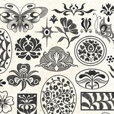 an old fashioned design with many different designs