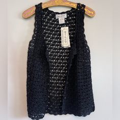 Vintage Spice Of Life Crochet Vest Hand Crochet Size Small, Tage Has Med Written On It But Actual Tag Says Small Black Crochet Vest, Fleece Vest Women, Bohemian Vests, Abercrombie (women), North Face Vest, Woman Vest, Blue Puffer, Crochet Size, Green Vest