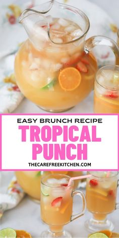 This homemade Tropical Punch recipe is a great way to add a little sunshine to your breakfast. Filled with citrus, pineapple juice, guava juice, and fizzy ginger ale, this easy punch recipe is the perfect non-alcoholic drink to serve for your next baby shower, holiday brunch, and more. Non Alcoholic Jungle Juice Recipe, Drink Recipes For Parties, Beach Punch Non Alcoholic, Citrus Drinks Non Alcoholic, Juice Punch Recipes Non Alcoholic, Tropical Brunch Ideas, Non Alcohol Punch Recipes, Luau Punch Recipes Non Alcoholic, Pineapple Juice Drinks Non Alcoholic