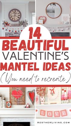 14 Beautiful Valentine's Mantel Decor Ideas (to recreate this year) - Aesther Living Minimal Mantle Decor, Modern Valentines Decor, Diy Mantel Decor, Free Decorating Ideas, Modern Valentines, Diy Mantel