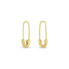 Pair of Zoë Chicco 14k Gold Safety Pin Threader Earrings Minimalist Safety Pin Jewelry For Pierced Ears, Everyday Safety Pin Single Earring, Gift Safety Pin Shaped Single Earring, Gold Safety Pin Earrings For Everyday, Minimalist Gold Safety Pin Earrings, Zoe Chicco, Jewelry Post, Stacked Jewelry, The Ear