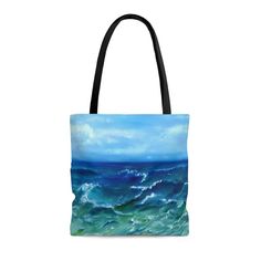 This practical, high-quality Tote Bag is based on an oil painting, printed on a polyester tote bag  All-over print provides comfort with style at the beach or out in town.  Made from reliable materials, lasting for seasons. ✅100% Polyester ✅Boxed corners ✅Black cotton handles ✅Black lining Sizes: (Imperial) Small,in: Height 13, Length13, Width 3.15, Handle 11.81 Medium,in: Height 16.02, Length 16.02, Width 3.15, Handle 11.81 Large,in: Height 18, Length 18, Width 3.1, Handle 11.81 Sizes: (Metic) Small: Height 33, Length 33, Width 8, Handle 30 Medium: Height 40.7, Length 40.7, Width 8, Handle 30 Large: Height 45.7, Length 45.7, Width 8, Handle 30 👜Discover more tote bags: https://www.etsy.com/il-en/shop/MarinaKozinArtPrints?ref=seller-platform-mcnav&section_id=33774149  🛍️View our store: h Artistic Shoulder Bag For Summer Travel, Ocean Tote Bag, Calm Ocean, Painted Tote, Beach Tote Bag, Beach Design, Everyday Tote, Sea And Ocean, Beach Tote Bags