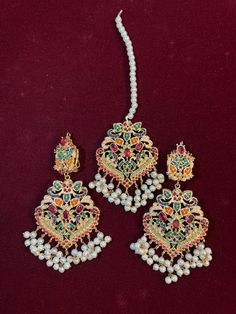 #kundan #bridal #indianjewellery #pakistanijewellery #gold #jewellery Multicolor Earrings, Bronze Jewelry, Pink Stone, Gold Plated Earrings, Beautiful Earrings, Jewelry Sets, United Kingdom, Multi Color, Handmade Items