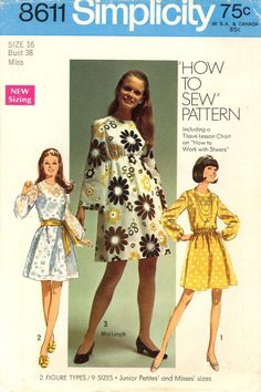 a woman's dress and top sewing pattern from the seventies, with two variations