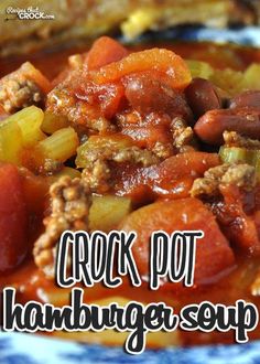 the crock pot hamburger soup is ready to be eaten