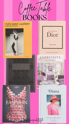 coffee table books with pink and yellow background