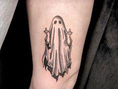 a black and white image of a ghost on the leg