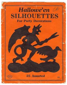 halloween silhouettes for party decorations, 25 assorted - vintage book cover art print