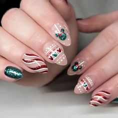 Press On Nails, Winter Christmas Fake Nails, Red And Green Line Design, Cartoon Pattern, Shiny Fake Nails, Suitable For Women And Girls. 🙏 Thank you for stopping by and supporting a small business!💖 ⭐⭐ Get your salon quality nails at home with Paintnails Press On Nails ⭐⭐ All sets are made with GEL nail polish with 4-6 layers of coating. These nails are reusable, if you take it off right. For instruction, please message me. ⭐⭐ Each set comes with 10 handmade press on nails, a mini file, a mini buffer, a cuticle stick. ⭐⭐ Measurements Please measure your own nail and find your size from our picture guide. We totally can do custom size as your request, just help us to add your nail size in mm or your nail tips number, we will process accordingly without any extra charges. Message me if you Nails Red And Green, Christmas Fake Nails, Nails Winter Christmas, Disney Christmas Nails, Mickey Mouse Nails, Mickey Nails, Cute Christmas Nails, Christmas Nails Easy