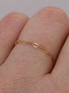 Valentines Day Ring | 14k Gold Chain Ring | Gold Filled Heart Chain Ring | Chain Layering Ring | Dainty Gold Jewelry | Everyday Ring for Her Gold Ring Designs Aesthetic, Cute Small Jewelry, Gold Rings Cute, Cute Ring Designs, Every Day Rings, Gold Rings Dainty, Dainty Rings Gold, Lots Of Rings Aesthetic, Gold Ring Designs Unique