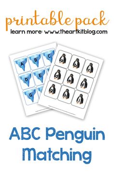 an abc penguin matching game for children to learn how to use the letters and numbers