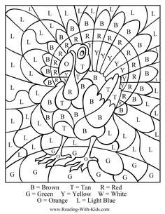 a coloring page for the letter b with an image of a turkey and letters on it