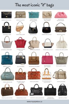 Types Of Handbags, Luxury Bags Collection, Fashion Vocabulary, Stylish Purse, Stylish Handbags, Classic Handbags, Luxury Purses, Fancy Bags, Iconic Bags