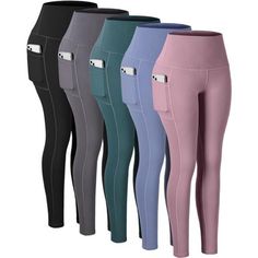 (Color: 5 Packs - Black/Gray/Pink/Blue/Green) * Superior Quality & 3 Pack Perfect Valuable-3 Pack Basic Leggings For Women Are Suitable For All-Weather, Seasons, And Occasions,Chrleisure Leggings For Women High Waisted Will Be The Best Affordable Leggings You’ve Ever Bought! They Can Be Worn Under Your Shirt To The Office, With A Tank Top And A Pair Of Sneakers To Exercise, With Your Casual Wear To Go To The Mall, Casual Or Fashion, Fun Or Pretty, You Prefer To Have 3 Pack Chrleisure Women’s Leg Affordable Leggings, Workout Yoga Pants, Yoga Pants With Pockets, Basic Leggings, Legging Fits, Legging Sport, Leggings With Pockets, Workout Yoga, Leggings For Women