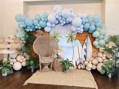 Gender Reveal Theme Ideas, Beach Baby Shower Theme, Gender Reveal Theme, Theme Bapteme, Balloon Colors