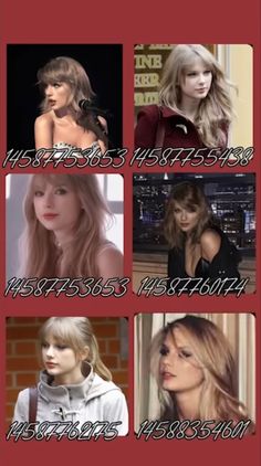 several pictures of taylor swift with their names on them