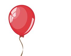 a red balloon floating in the air with a string attached to it's end