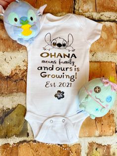 Disney Pregnancy Announcement / Lilo & Stitch / Baby Coming Soon / Gender Reveal / Pregnancy Reveal / Disney Baby / Scrump / OHANA - Etsy Disney Pregnancy Announcement, Disney Maternity, Baby Coming Soon, Baby Announcement To Husband, Disney Baby Shower, Baby Announcement Photos, Baby Themes, Baby Gender Reveal