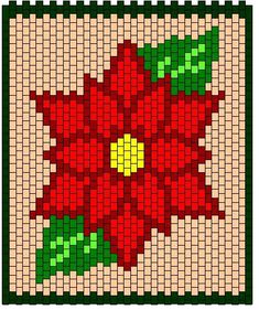 a cross stitch pattern with red flowers on the bottom and green leaves in the middle