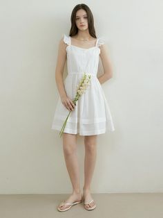 This is a trendy and casual dress by REORG that is made out of high quality and sturdy material. With distinctive mood of the design and comfortable wear, you can style it for your casual daily outfit.- Sleeveless tiered dress- Frill detail on the shoulder - Shirring detail on the waist Summer Ruffled Mid-length Mini Dress, White Sleeveless Ruffled Mini Dress, White Sleeveless Mini Dress With Ruffle Hem, Sleeveless Ruffled Mini Dress, Non-stretch, White A-line Mini Dress With Ruffle Hem, Sleeveless Mini Dress, Tiered Dress, White Mini Dress, No Frills