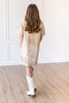 Unleash your inner Rodeo Rockstar with our Adventuresome Beige Tie Dye T-Shirt Dress, featuring a bold graphic that echoes the spirit of the wild west. This dress blends comfort and style seamlessly, with its tie-dye pattern adding an adventurous touch to your wardrobe. The Rodeo Rockstar graphic adds a playful and edgy vibe, making it the perfect choice for those who dare to stand out and embrace their fearless fashion sense. Step into the spotlight with this dress that embodies both comfort an Fall Graphic Print Relaxed Fit Dress, Relaxed Fit Short Sleeve T-shirt Dress For Fall, Summer Graphic Tee, Patriotic Outfit, The Wild West, Sweatshirt Set, Tie Dye Patterns, Tie Dye T Shirts, Hats For Sale