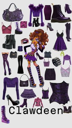 a poster with many different types of clothes and shoes on it's sides, including high - heeled boots