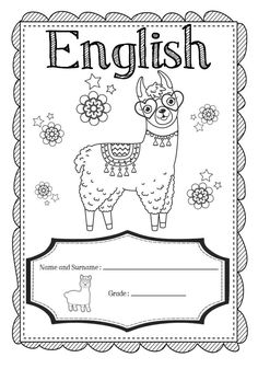 an english worksheet with llamas and flowers on the front, in black and white