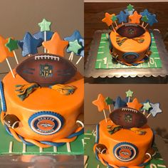 a cake decorated to look like a football field