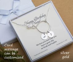 "Personalized pear infinity necklace,initial tag necklace,Mother's day gift,Nana gift,grandma jewelry,sisterhood necklace,custom jewelry card Great as a gift for a mother, sister or best friend, this personalized infinity necklace has two metal/color options: silver gold 1. a sterling silver or gold vermail infinity charm connected in-line with the chain 2. one or more sterling silver or 14K gold filled disc charm (22ga, 3/8\") each stamped with an initial in your choice of font 3. a small fresh Personalized Teardrop Jewelry As Gift, Personalized Teardrop Jewelry Gift, Personalized Teardrop Jewelry For Mother's Day, Personalized Infinity Necklace For Mom, Personalized Sterling Silver Initial Necklace For Mother's Day, Customizable Infinity Necklace For Gifts, Infinity Necklace For Birthday And Mother's Day, Mother's Day Silver Initial Pendant Necklace, Mother's Day Personalized Silver Initial Necklace