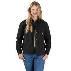 Durability meets mobility in this rugged women's overshirt. It's made from heavyweight cotton with built-in flex for unrestricted movement. Whether you're chopping wood or setting up camp, the loose fit ensures you have plenty of room to move. Throw it on over a long-sleeve tee when the temperature drops in the fall or when the snow starts to melt in the spring for an extra layer of warmth. Features11.4-ounce, 99% cotton/1% elastane stretch soft duckBuilt to move with Rugged Flex® stretch techno Chopping Wood, Plus Size Work, Carhartt Womens, Carhartt Women, Work Shirts, In The Fall, Good Brands, Best Brand, The Snow