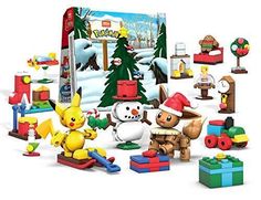 an assortment of toys including pokemon and pikachu in the snow with christmas trees