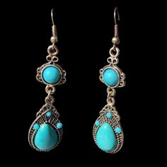 Artisan Turquoise Dangle Earrings Silver Plated New - Earrings Have Only Been Taken Out Of The Packaging To Be Photographed. ~ Weight: 0.3 Oz ~ Drop Length: 2" Turquoise Teardrop Metal Earrings, Blue Bohemian Teardrop Earrings Nickel Free, Pandora Heart Earrings, Dressy Earrings, Kate Spade Earrings Stud, Turquoise Dangle Earrings, Dangle Earrings Silver, Black Earrings Dangle, Turquoise Earrings Dangle