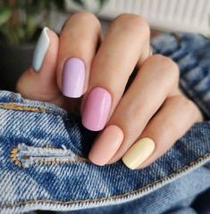 Dip Nails Ideas, Shade Nails, Pastel Nail Ideas, Nail Art Designs At Home, Spring Nails 2023, Multicolored Nails, Pastel Nail, Dip Nails