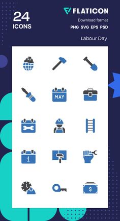 the flat icon set includes icons such as labor day and labor labor labor labor labor labor labor