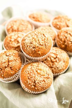 several muffins sitting on top of a cloth