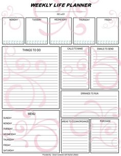 the printable weekly planner is ready to be used for any type of work or activity