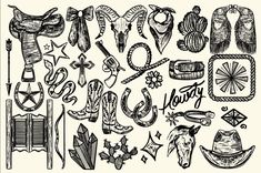 a drawing of various items that are in the shape of letters, numbers and symbols