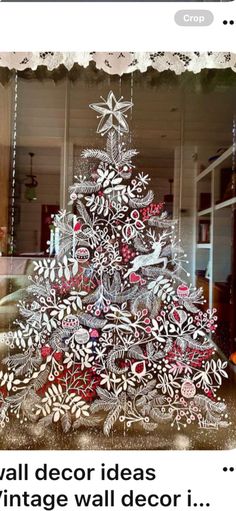 an image of a christmas tree made out of vintage wallpapers and paper doily