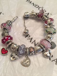 Colourful Pandora Bracelet, Pandora Charm Bracelet Aesthetic, Pandora Bracelet Ideas, Pandora Bracelet Charms Ideas, Girly Bracelets, Pandora Bracelet Designs, Dope Jewelry Accessories, Pandora Jewelry Charms, Charms Pandora