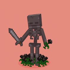 an image of a minecraft character holding a knife in his hand and standing on the ground