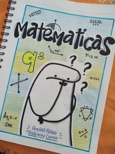 a notebook with an image of a cartoon character on the front and back cover that says matentaicas