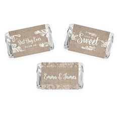 Personalized Burlap Lace Wedding Chocolate Hershey's Miniatures Party Favors-Set of 36-Andaz Press- Burlap And Lace Wedding, Burlap Lace Wedding, Hershey Candy Bars, Gold Candy, Hershey Miniatures, Diy Wedding Backdrop, Wedding Chocolate, Candy Stickers, Chocolate Favors